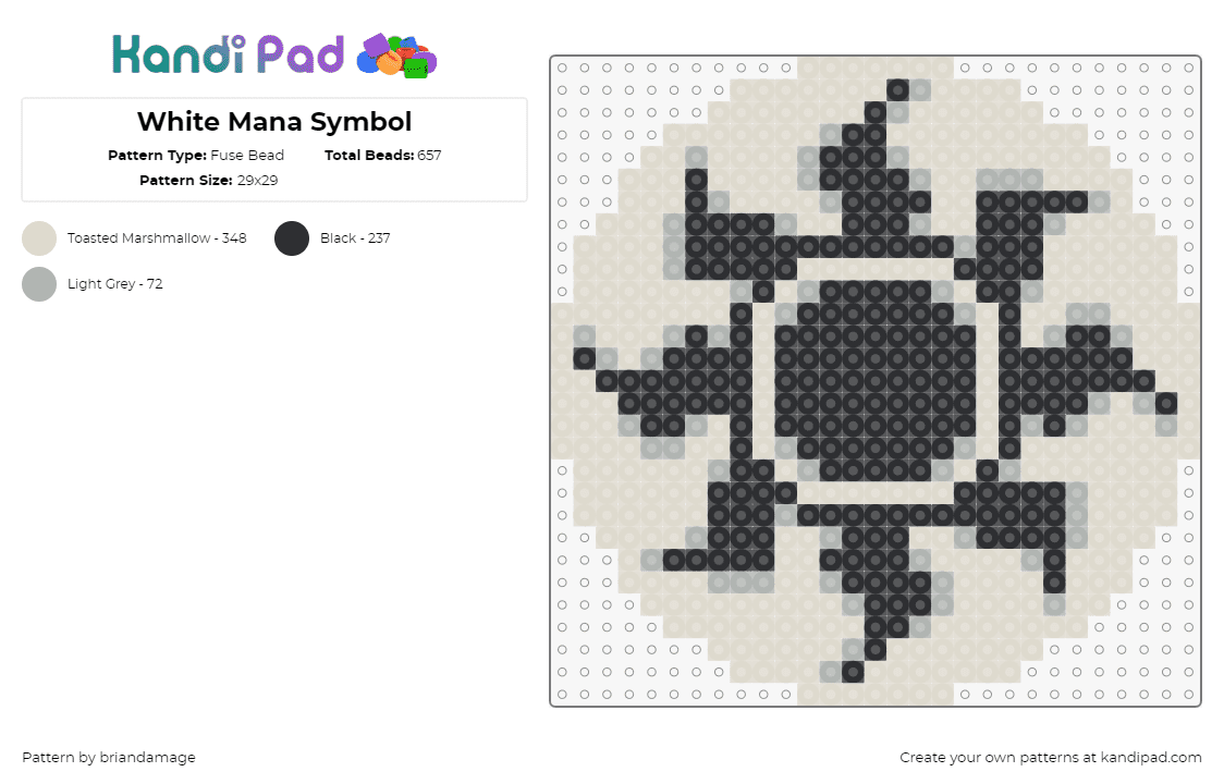 White Mana - Fuse Bead Pattern by briandamage on Kandi Pad - sun,magic the gathering,mtg,mana,gaming,beige,black