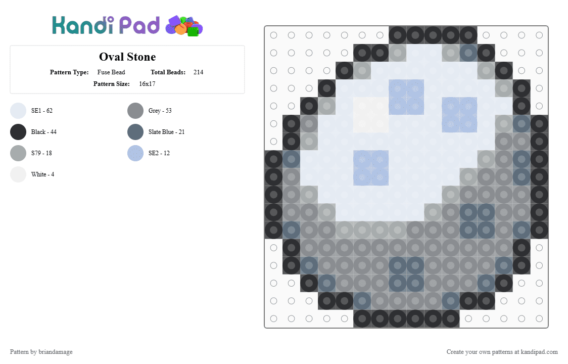 Oval Stone - Fuse Bead Pattern by briandamage on Kandi Pad - gray,pokemon,oval stone,egg,nintendo,video game,evolution item,happiny,chansey