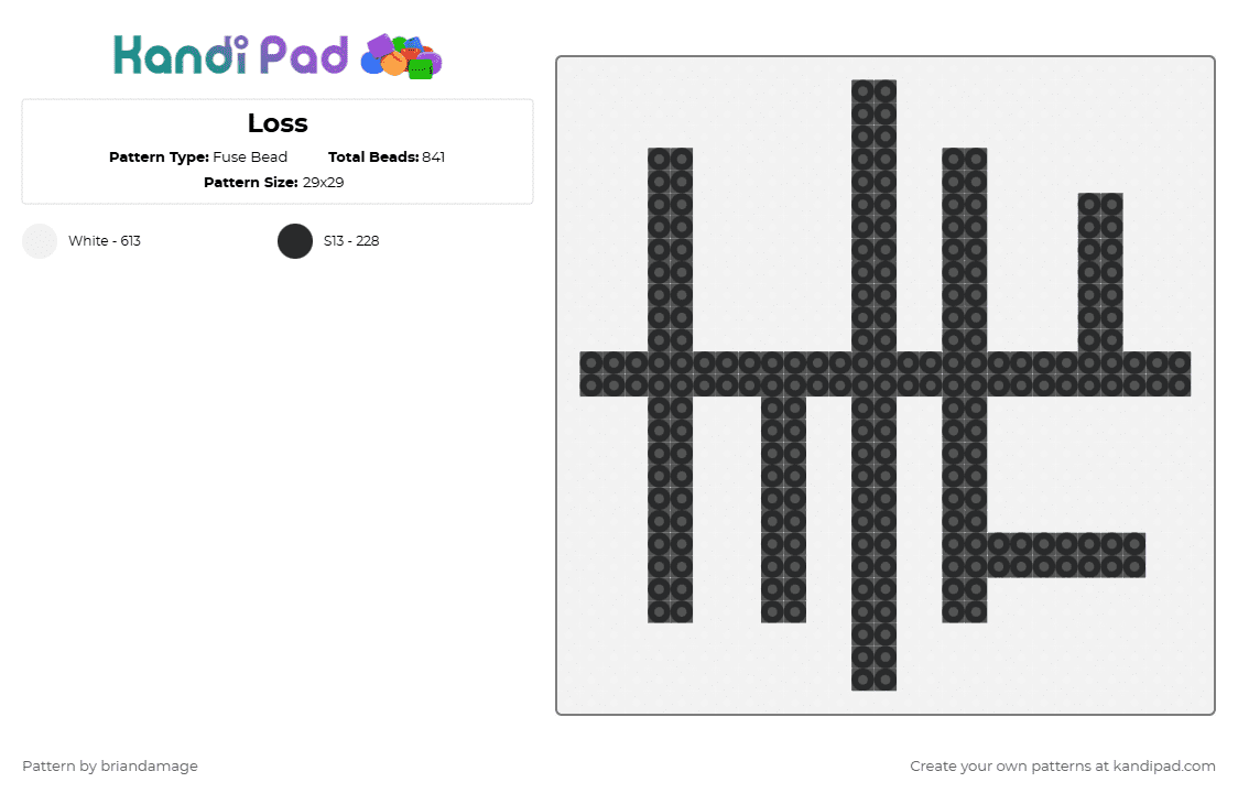 Loss - Fuse Bead Pattern by briandamage on Kandi Pad - black,white,loss,meme