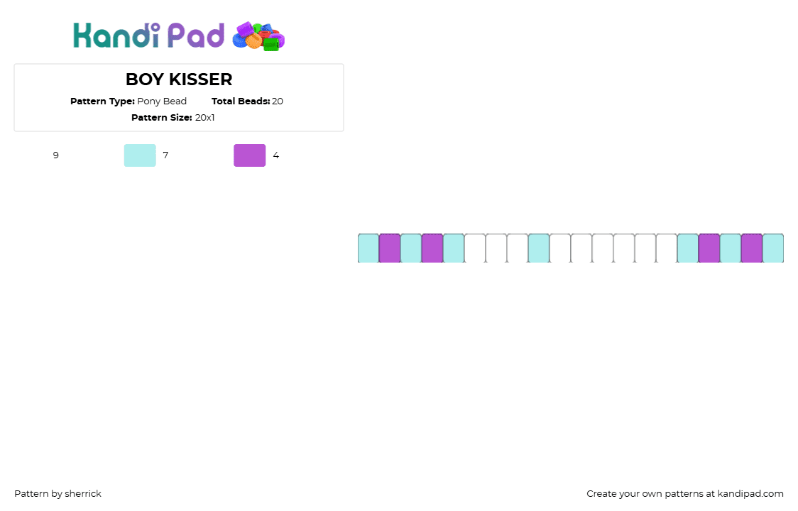 BOY KISSER - Pony Bead Pattern by sherrick on Kandi Pad - 