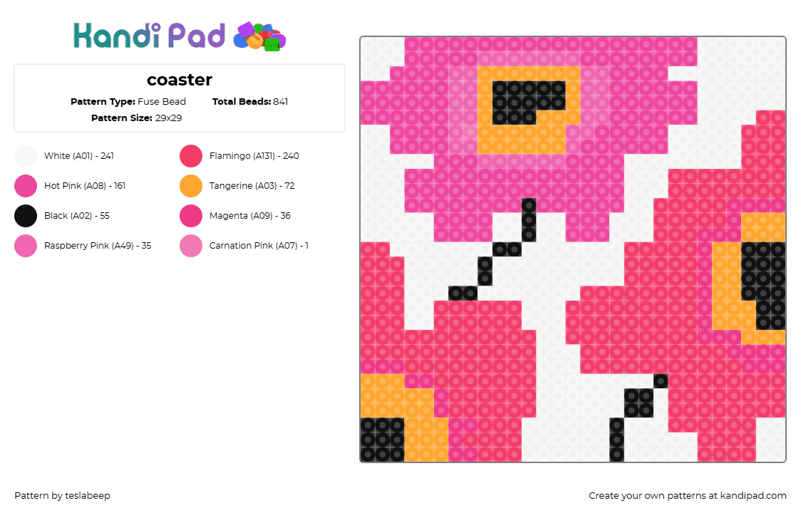 coaster - Fuse Bead Pattern by teslabeep on Kandi Pad - pink,red