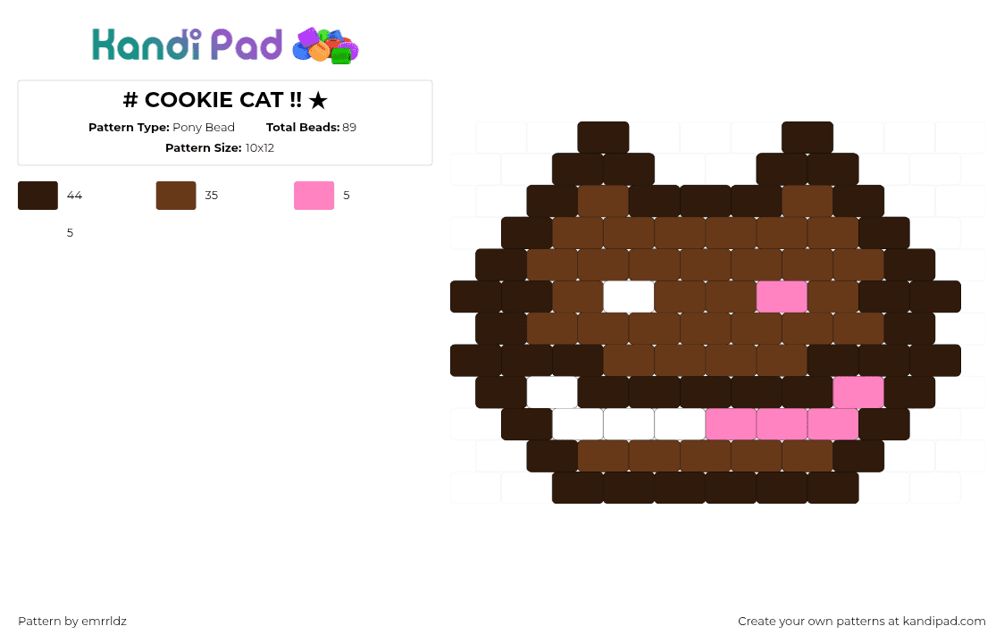 # COOKIE CAT !! ★ - Pony Bead Pattern by emrrldz on Kandi Pad - cookie cat,steven universe,ice cream sandwich,cartoon,tv show,cute,food,song,brown