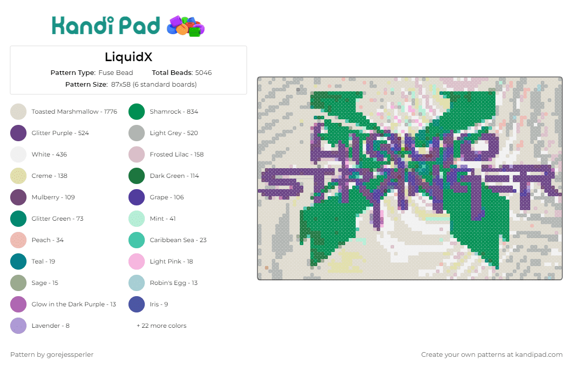 LiquidX - Fuse Bead Pattern by gorejessperler on Kandi Pad - liquid stranger,excision,music,edm,dj