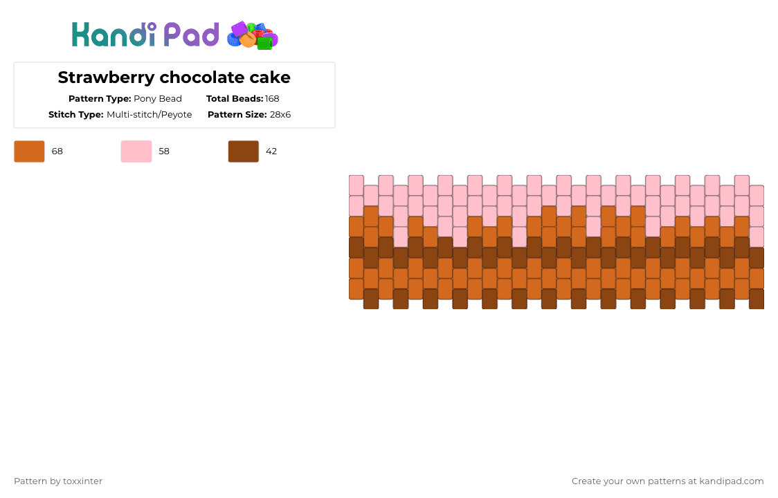 Strawberry chocolate cake - Pony Bead Pattern by toxxinter on Kandi Pad - orange,pink