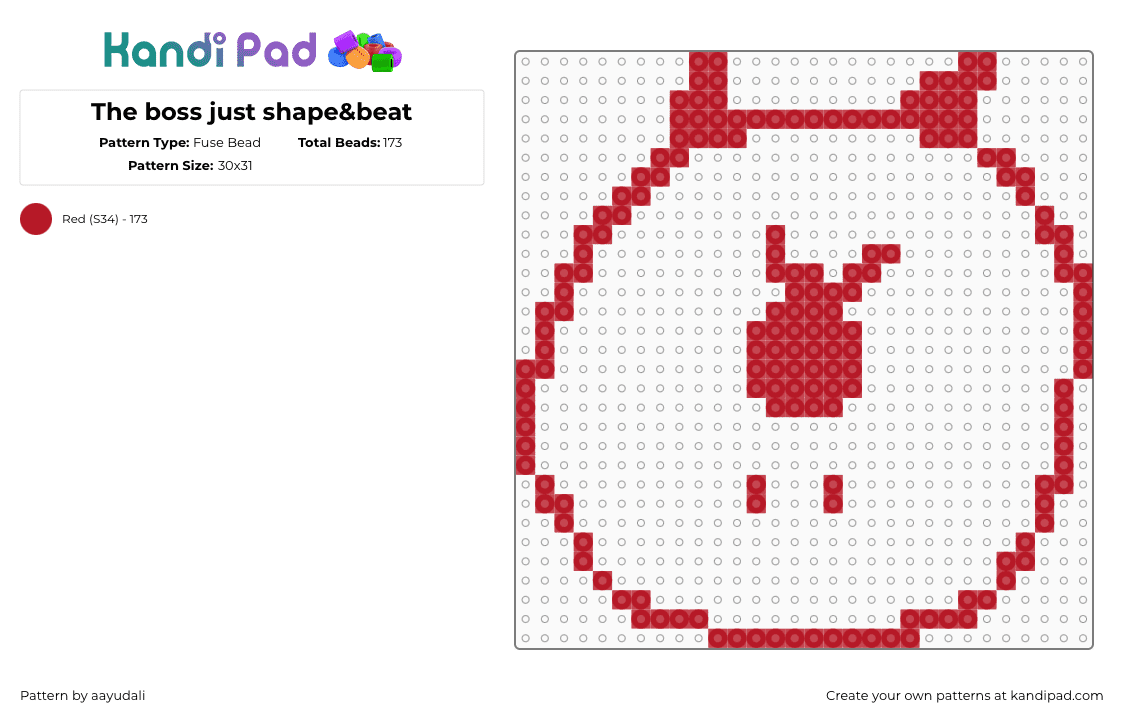 The boss just shape&beat - Fuse Bead Pattern by aayudali on Kandi Pad - 