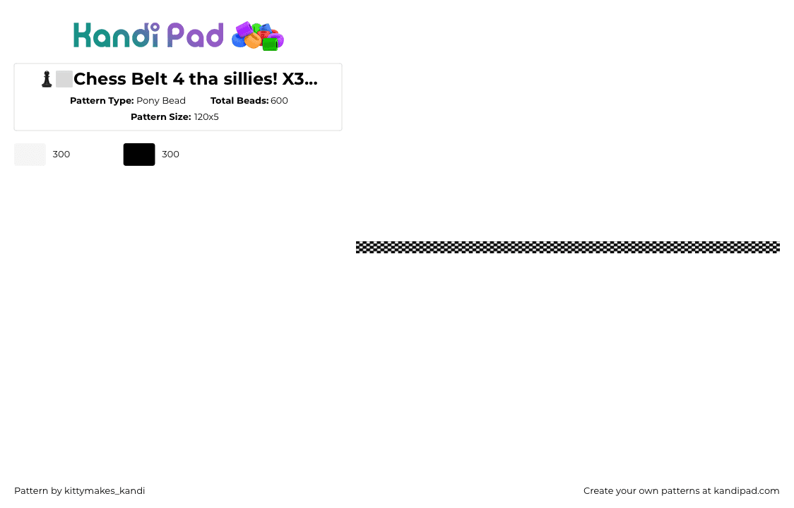 ♟️⬜️Chess Belt 4 tha sillies! X3⬜️♟️ - Pony Bead Pattern by kittymakes_kandi on Kandi Pad - white,black,belt,emo,scene,scemo,decora,kittymakeskandi,slay,poo