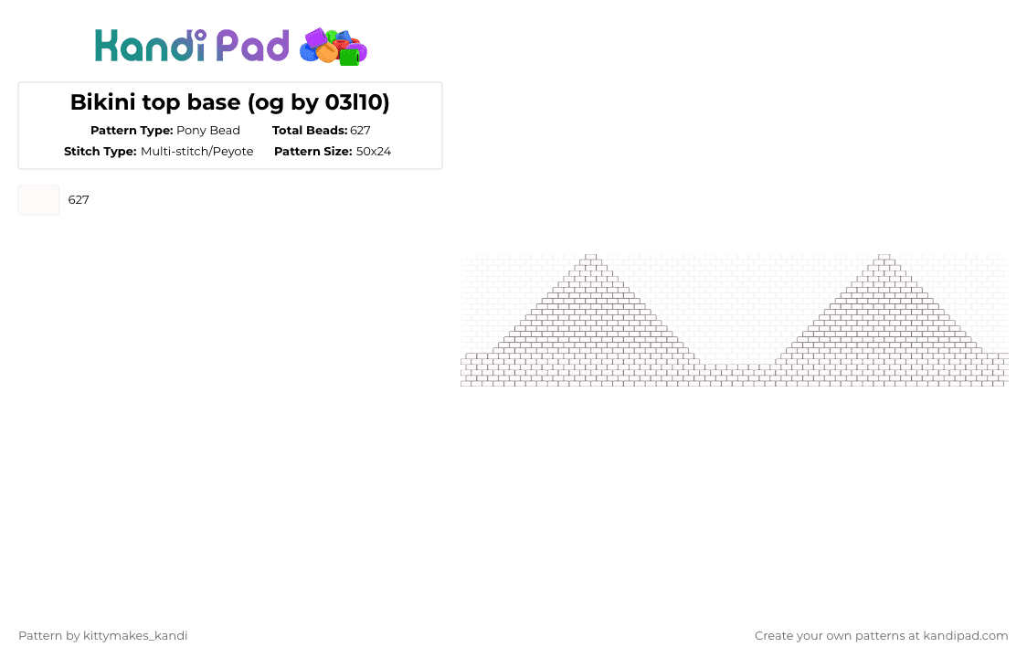 Bikini top base (og by 03l10) - Pony Bead Pattern by kittymakes_kandi on Kandi Pad - white
