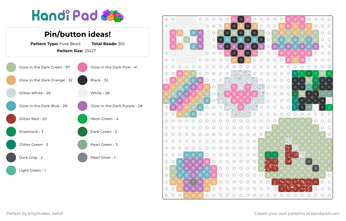 Pin/button ideas! Fuse Bead Pattern - Kandi Pad | Kandi Patterns, Fuse ...