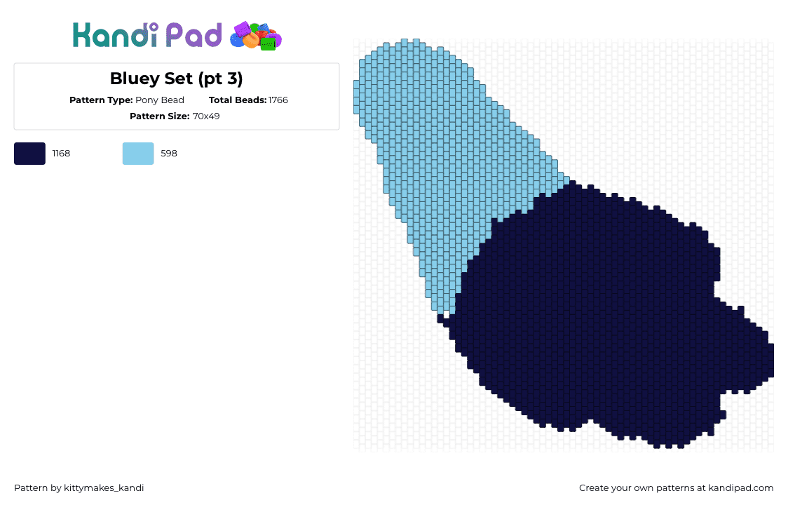 Bluey Set (pt 3) - Pony Bead Pattern by kittymakes_kandi on Kandi Pad - purple,light blue,bluey,mask,kittymakeskandi
