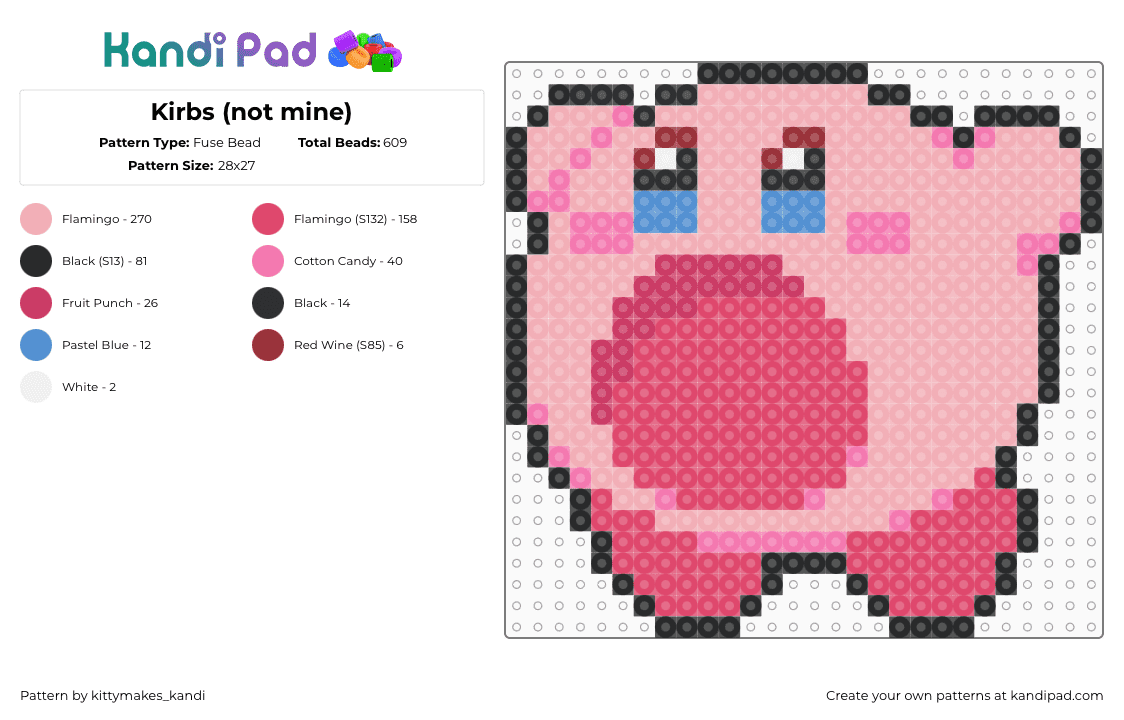 Kirbs (not mine) - Fuse Bead Pattern by kittymakes_kandi on Kandi Pad - beige,red