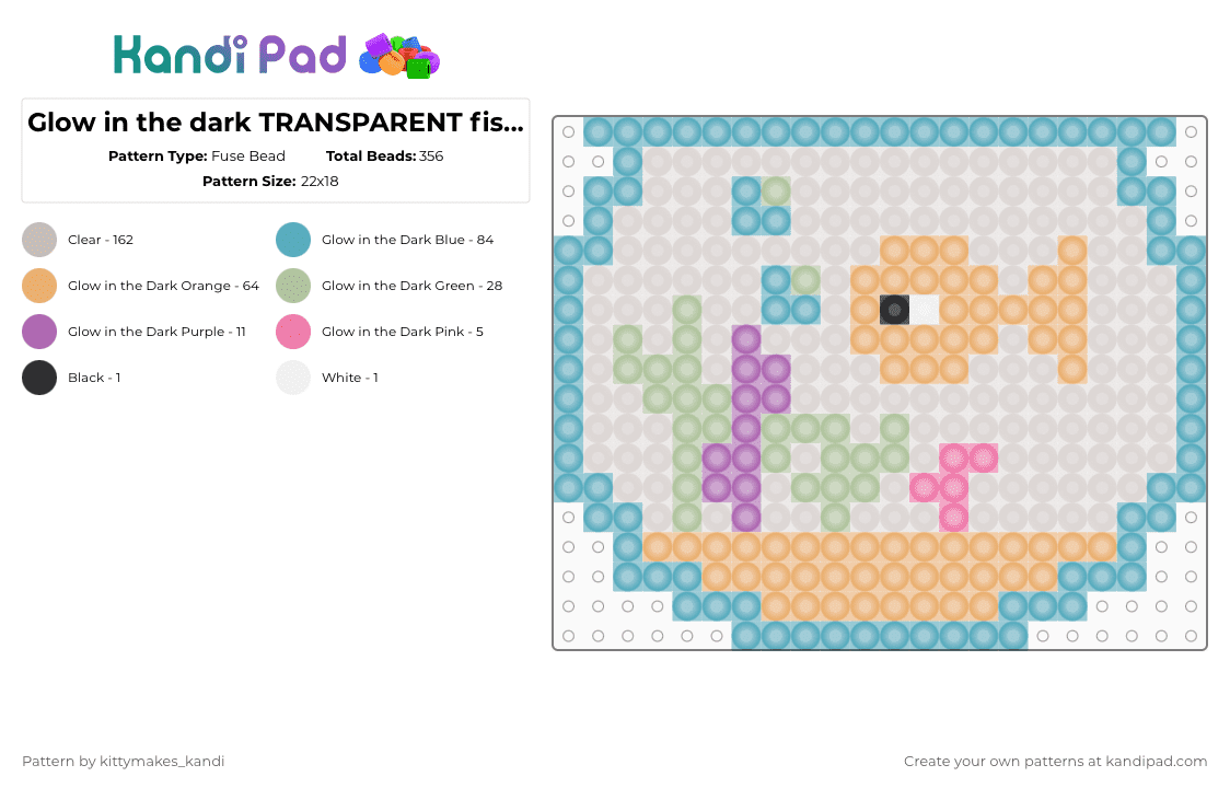 Glow in the dark TRANSPARENT fishtank!! - Fuse Bead Pattern by kittymakes_kandi on Kandi Pad - fishbowl,fish,underwater,pet,fishtank,transparent,light,aquarium,animal,light blue,beige,cotdtransparent,cotd