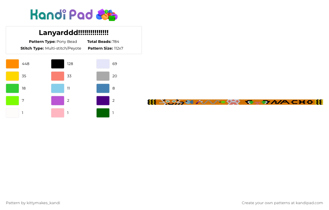 Lanyarddd!!!!!!!!!!!!!!! - Pony Bead Pattern by kittymakes_kandi on Kandi Pad - orange,kittymakeskandi