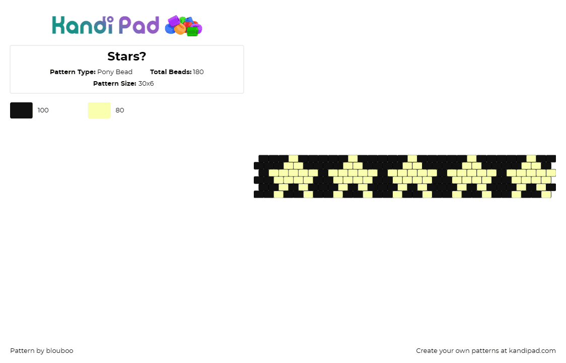 Stars? - Pony Bead Pattern by blouboo on Kandi Pad - stars,dark,glow,repeating,cuff,yellow,black