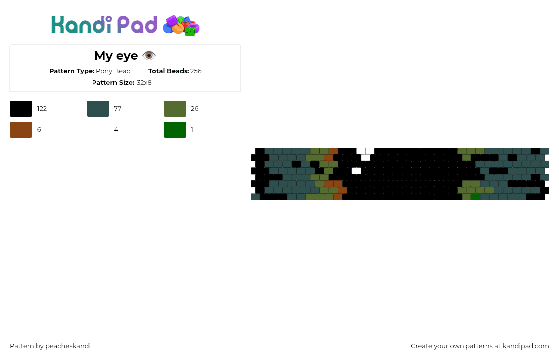 My eye 👁️ - Pony Bead Pattern by peacheskandi on Kandi Pad - eyeball,eye,dark,cuff,black,teal