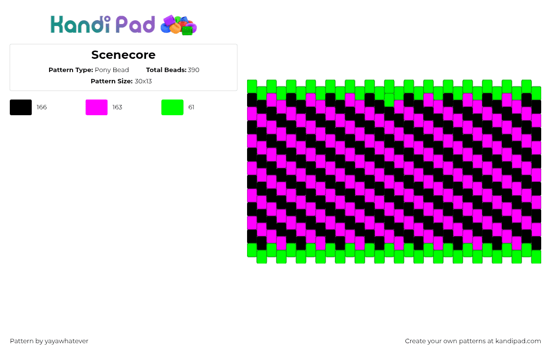 Scenecore - Pony Bead Pattern by yayawhatever on Kandi Pad - green,pink
