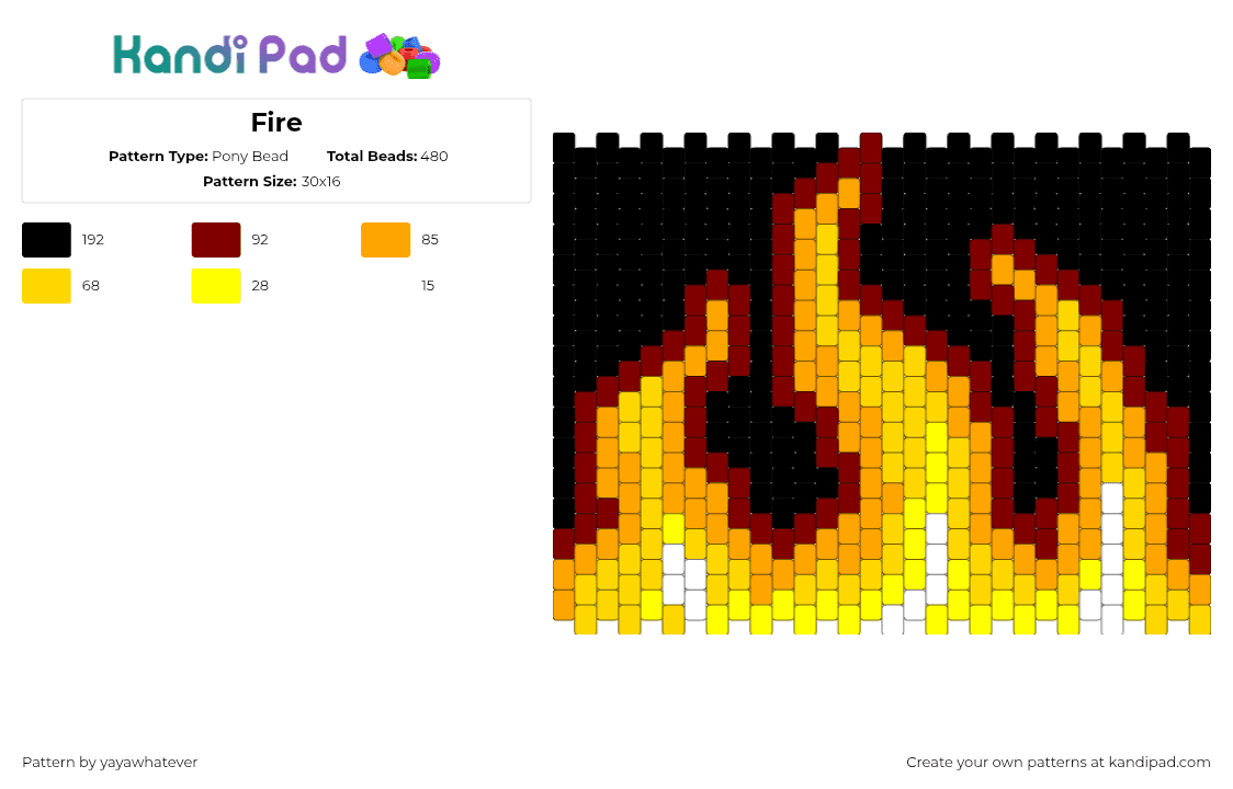 Fire - Pony Bead Pattern by yayawhatever on Kandi Pad - brown,yellow