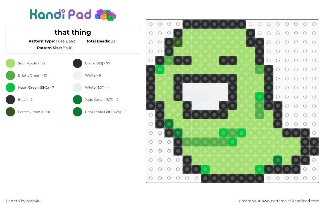 that thing - Fuse Bead Pattern by sprinkull on Kandi Pad - slug,homestuck,ms paint adventures,animation,character,green