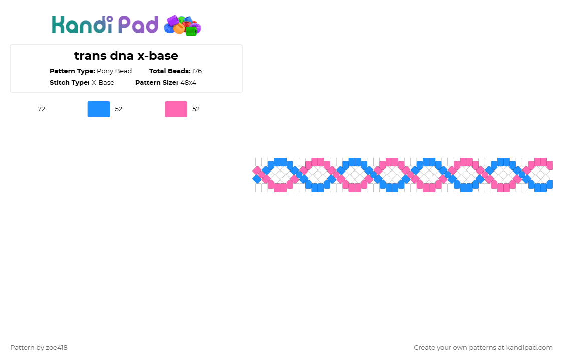 trans dna x-base - Pony Bead Pattern by zoe418 on Kandi Pad - light blue, pink