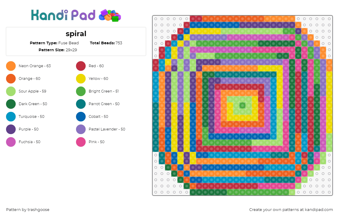 spiral - Fuse Bead Pattern by trashgoose on Kandi Pad - spiral,colorful,circle,geometric