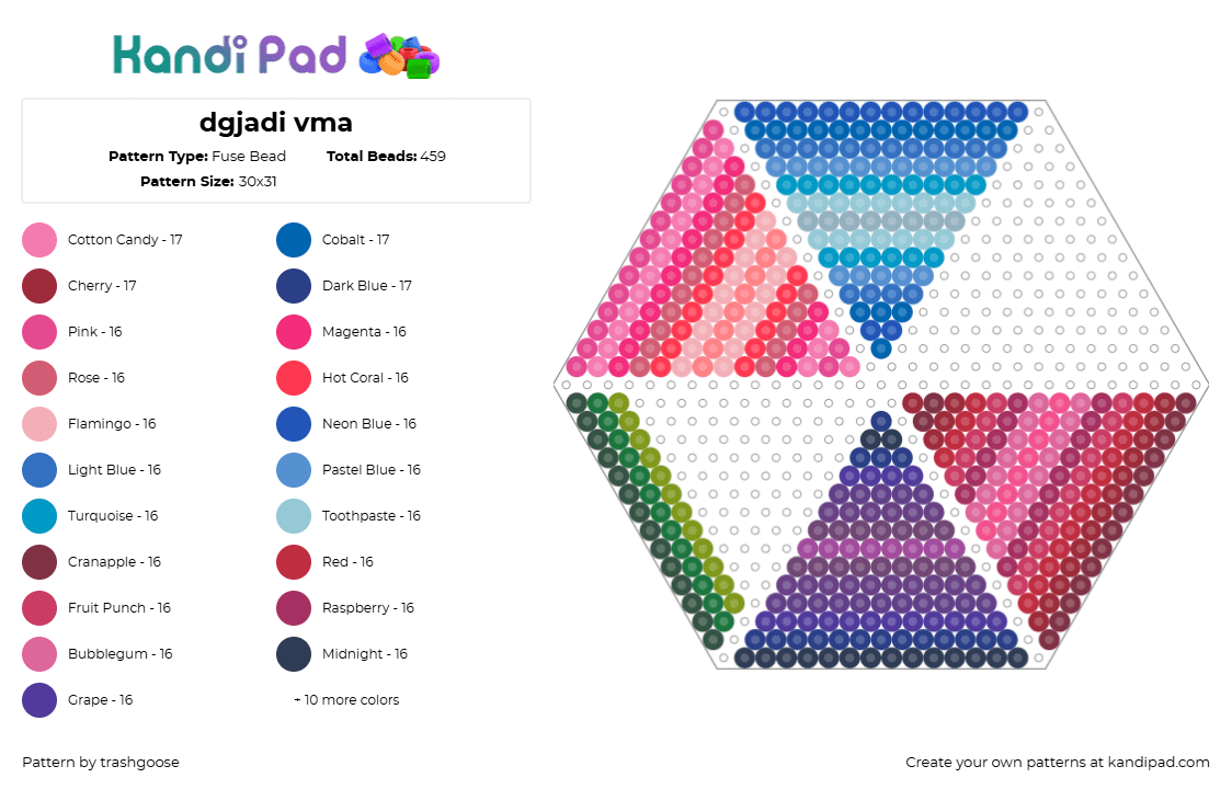 dgjadi vma - Fuse Bead Pattern by trashgoose on Kandi Pad - geometric,colorful,triangles,stripes,red,pink,blue,purple