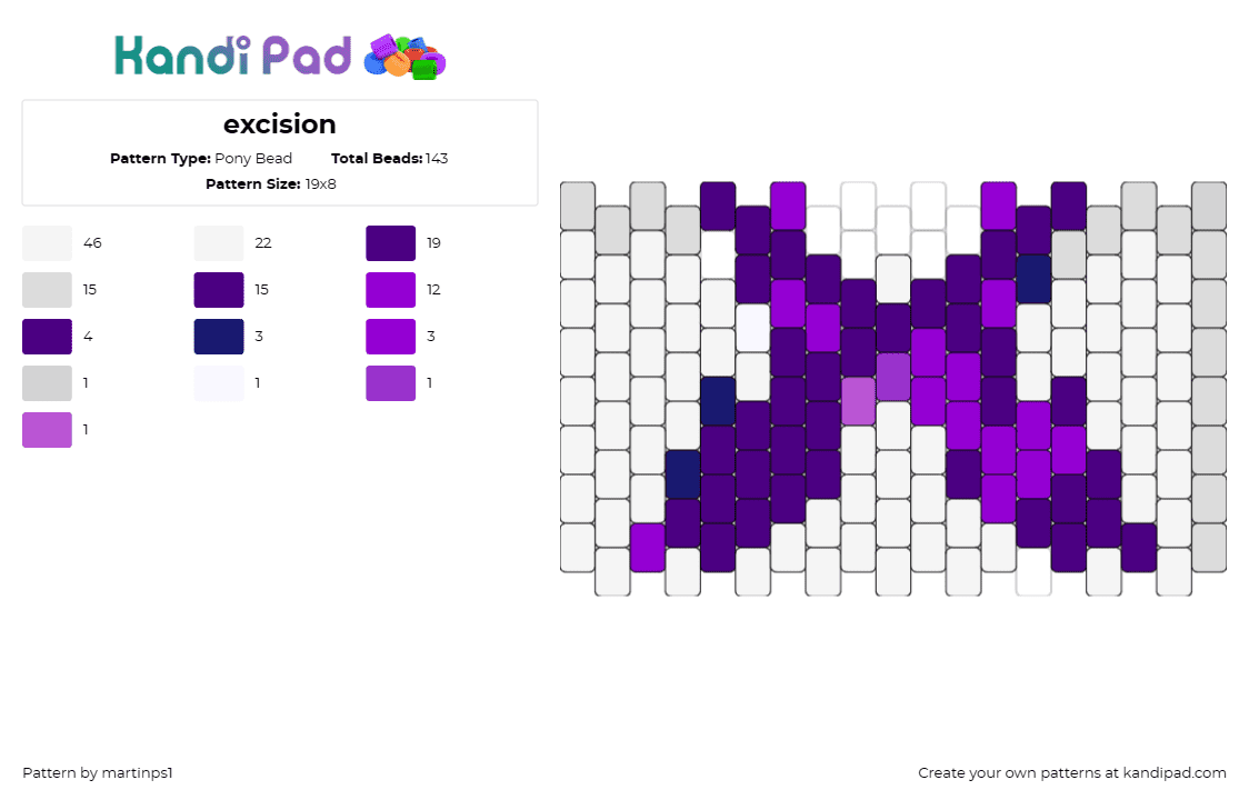 excision - Pony Bead Pattern by martinps1 on Kandi Pad - excision,logo,x,dj,edm,music,purple