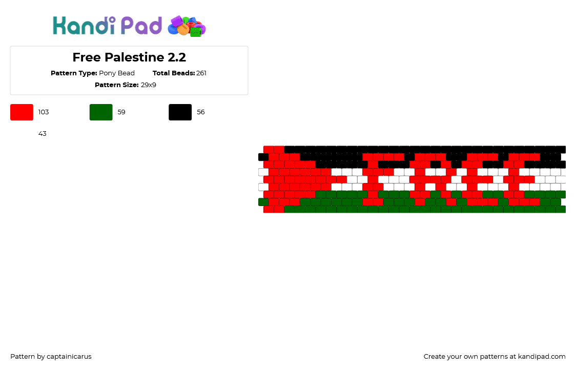 Free Palestine 2.2 - Pony Bead Pattern by captainicarus on Kandi Pad - 