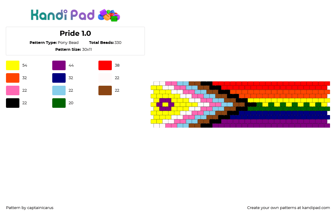 Pride 1.0 - Pony Bead Pattern by captainicarus on Kandi Pad - 