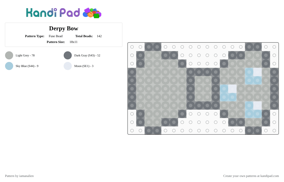 Derpy Bow - Fuse Bead Pattern by iamanalien on Kandi Pad - gray,beige,perler,mlp,derpy,bow