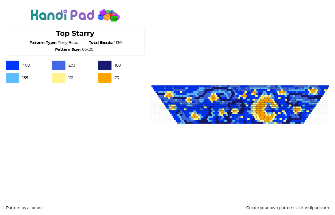 Top Starry - Pony Bead Pattern by alibebu on Kandi Pad - blue