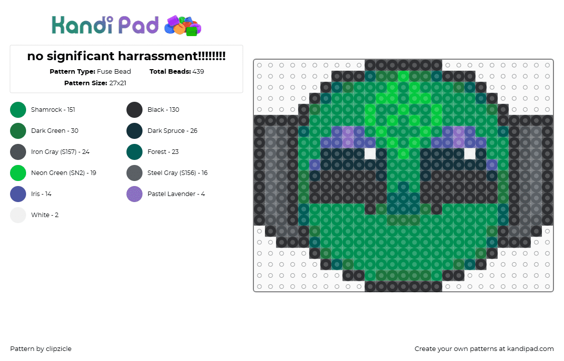 no significant harrassment!!!!!!!! - Fuse Bead Pattern by clipzicle on Kandi Pad - green,rain world,iterator,no significant harrassment,nsh