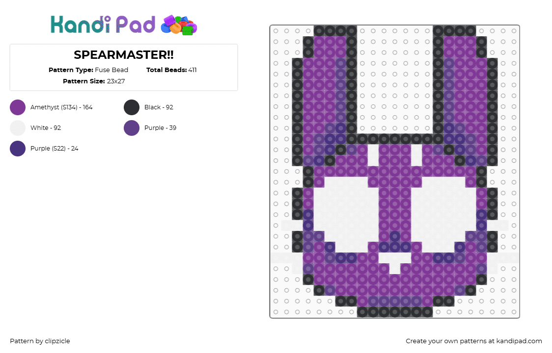 SPEARMASTER!! - Fuse Bead Pattern by clipzicle on Kandi Pad - purple,pink,rain world,rw,spearmaster,slugcat