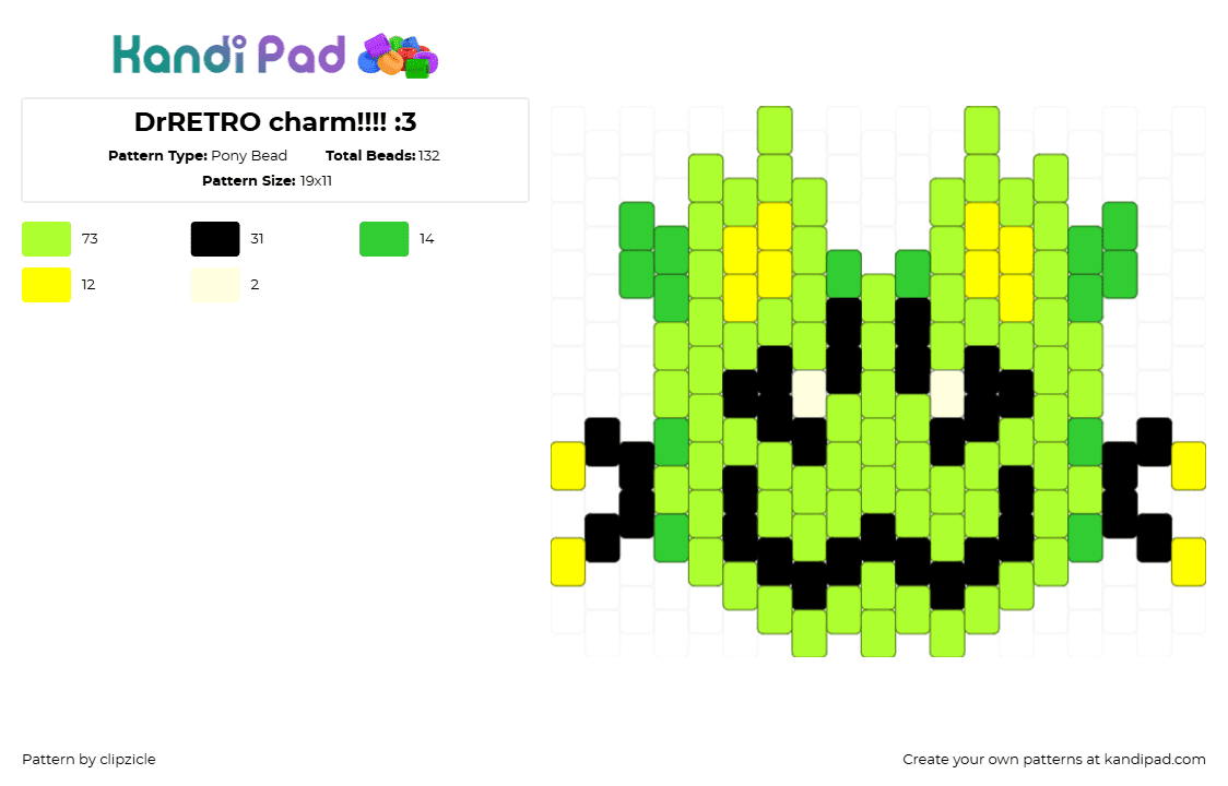 gnarpy charm!!!! :3 - Pony Bead Pattern by clipzicle on Kandi Pad - gnapy,regretevator,roblox,head,npc,character,video game,charm,green