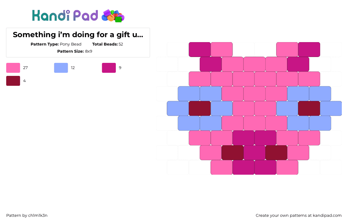 Something i’m doing for a gift uhh ye - Pony Bead Pattern by ch1m1k3n on Kandi Pad - pink