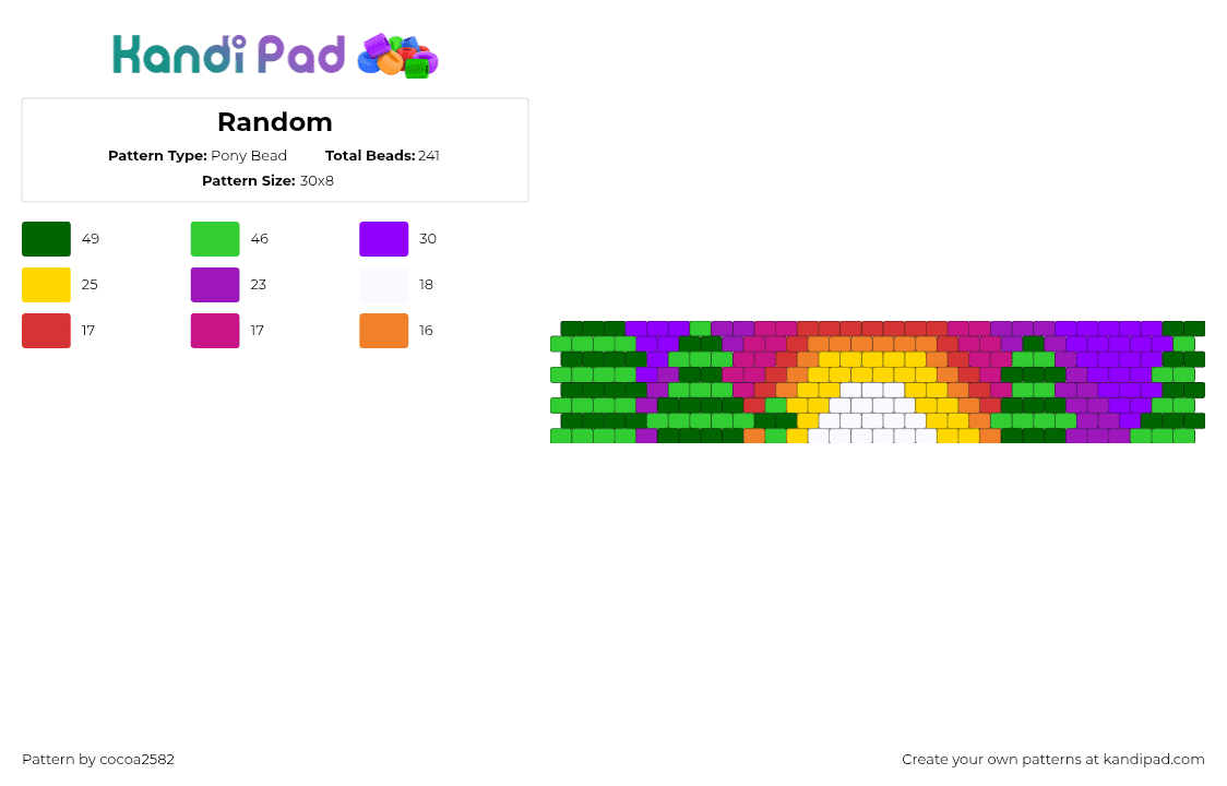 Random - Pony Bead Pattern by cocoa2582 on Kandi Pad - sunset,forest,trees,nature,cuff,colorful,green,purple,yellow