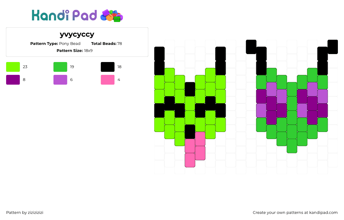 zim n gir badges - Pony Bead Pattern by zizizizizi on Kandi Pad - gir,invader zim,simple,charms,head,cartoon,characters,alien,green,purple