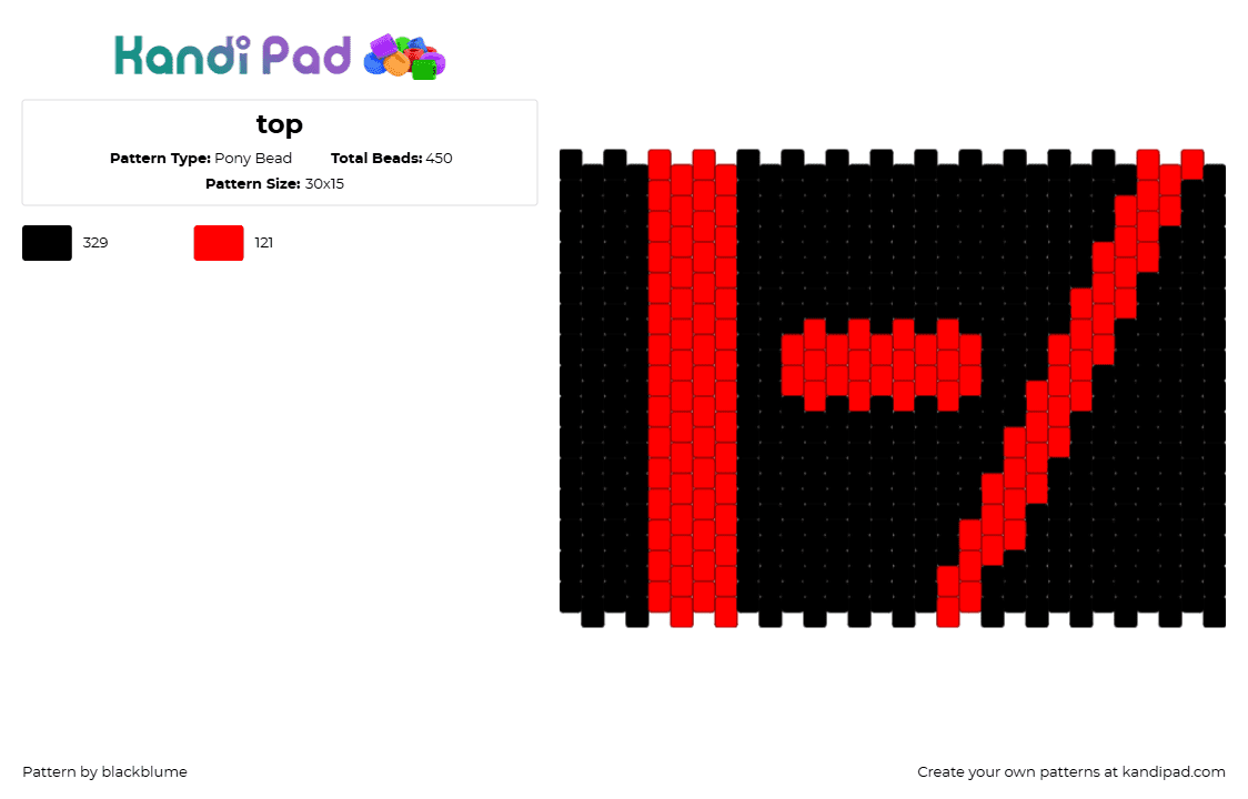 top - Pony Bead Pattern by blackblume on Kandi Pad - twenty one pilots,logo,band,music,black,red