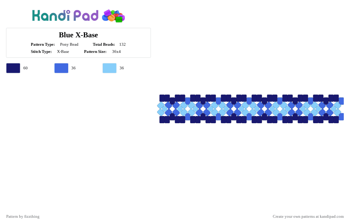 Blue X-Base - Pony Bead Pattern by fizzthing on Kandi Pad - purple