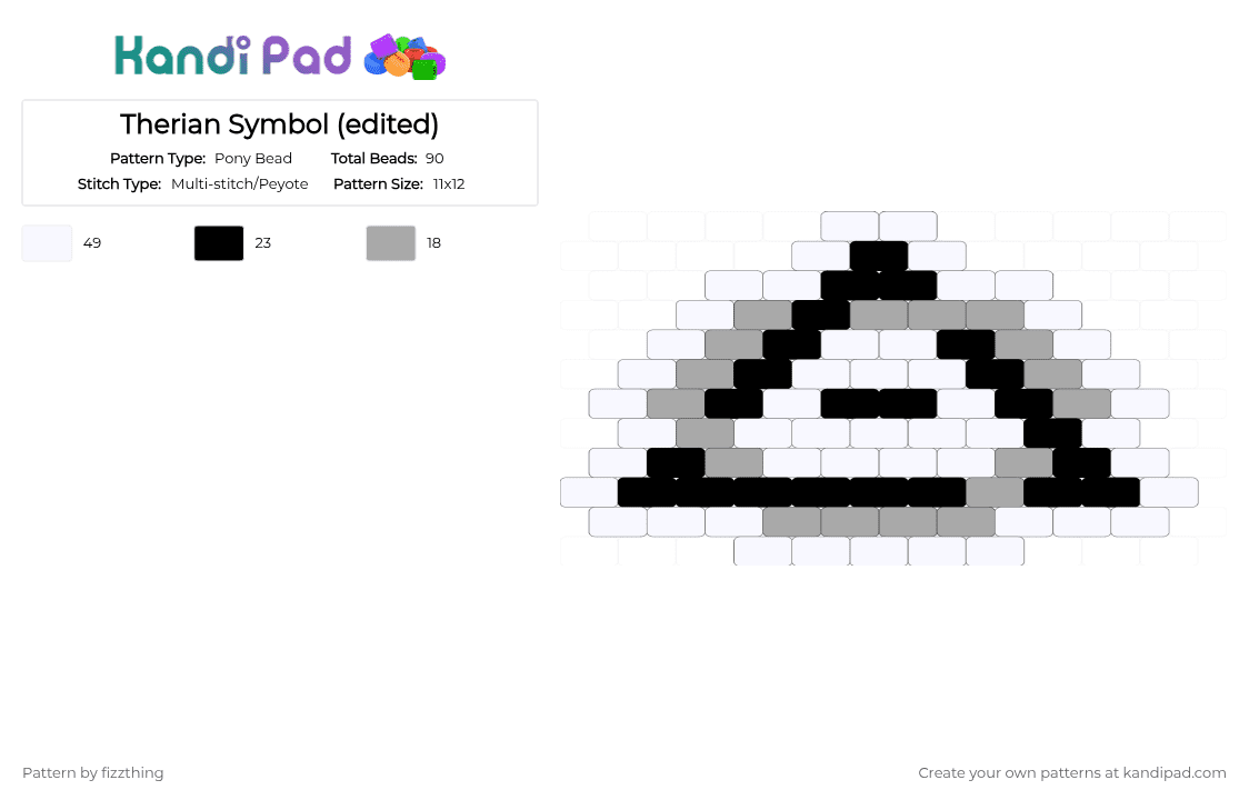 Therian Symbol (Remixed) - Pony Bead Pattern by fizzthing on Kandi Pad - white,beige,therian,alterhuman,charm