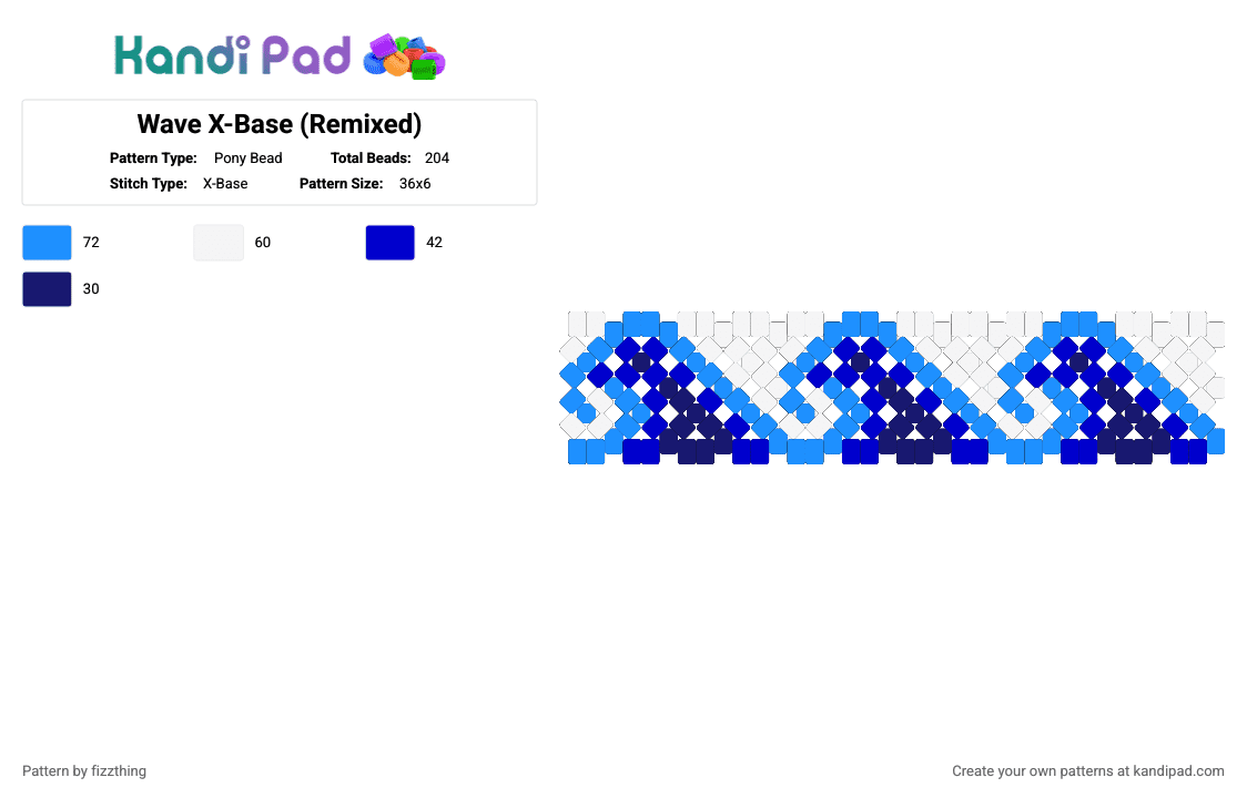 Wave X-Base (Remixed) - Pony Bead Pattern by fizzthing on Kandi Pad - light blue,purple,wave,ocean