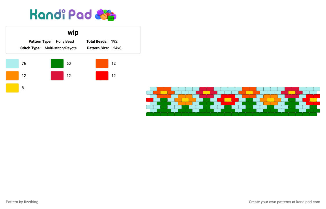 Flower Field (Remixed) - Pony Bead Pattern by fizzthing on Kandi Pad - floral, flower, garden, green, light blue