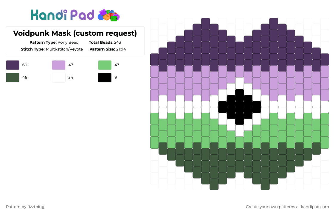 Voidpunk Mask (custom request) - Pony Bead Pattern by fizzthing on Kandi Pad - purple