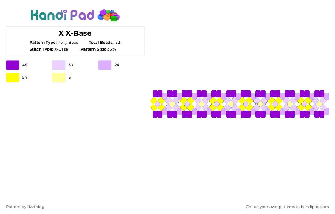 X X-Base - Pony Bead Pattern by fizzthing on Kandi Pad - pink, purple