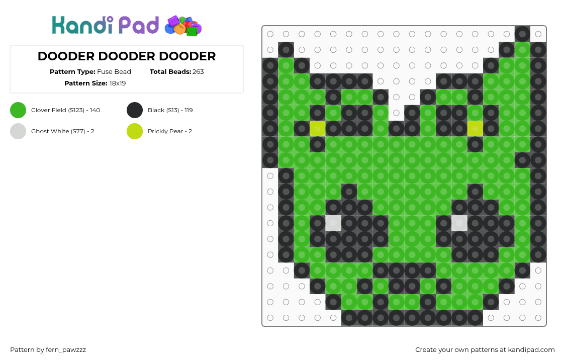 DOODER DOODER DOODER - Fuse Bead Pattern by fern_pawzzz on Kandi Pad - gnarpy,regretevator,roblox,head,alien,cat,video game,green