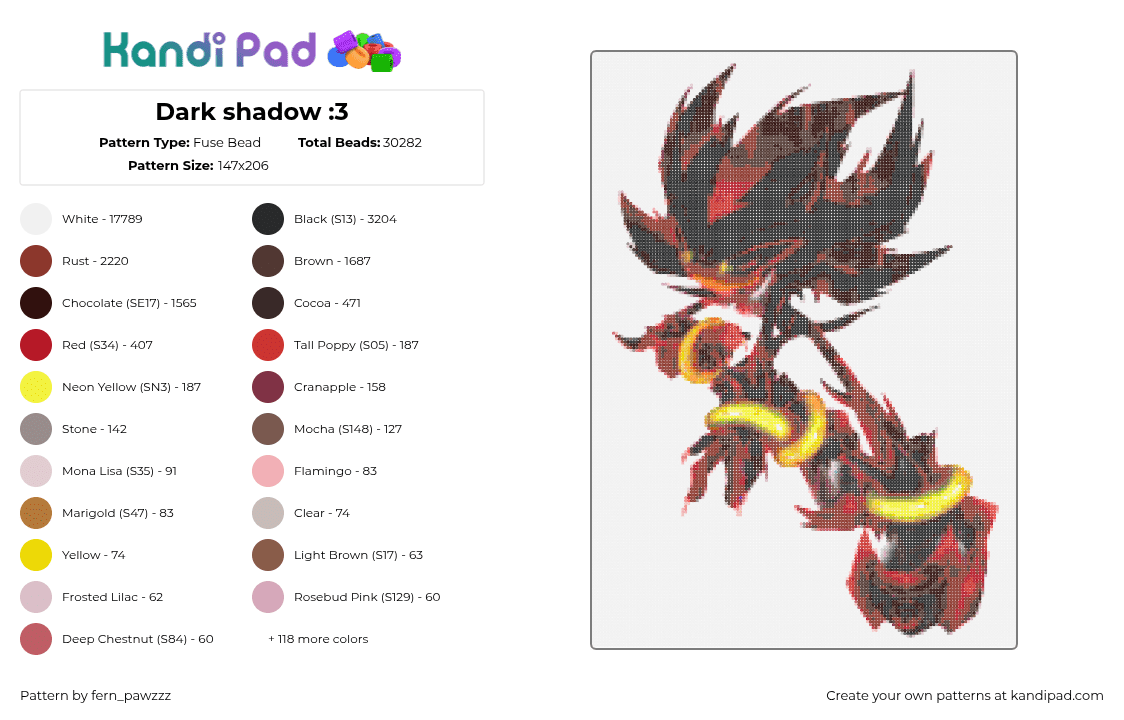 Dark shadow :3 - Fuse Bead Pattern by fernpawzzz on Kandi Pad - 