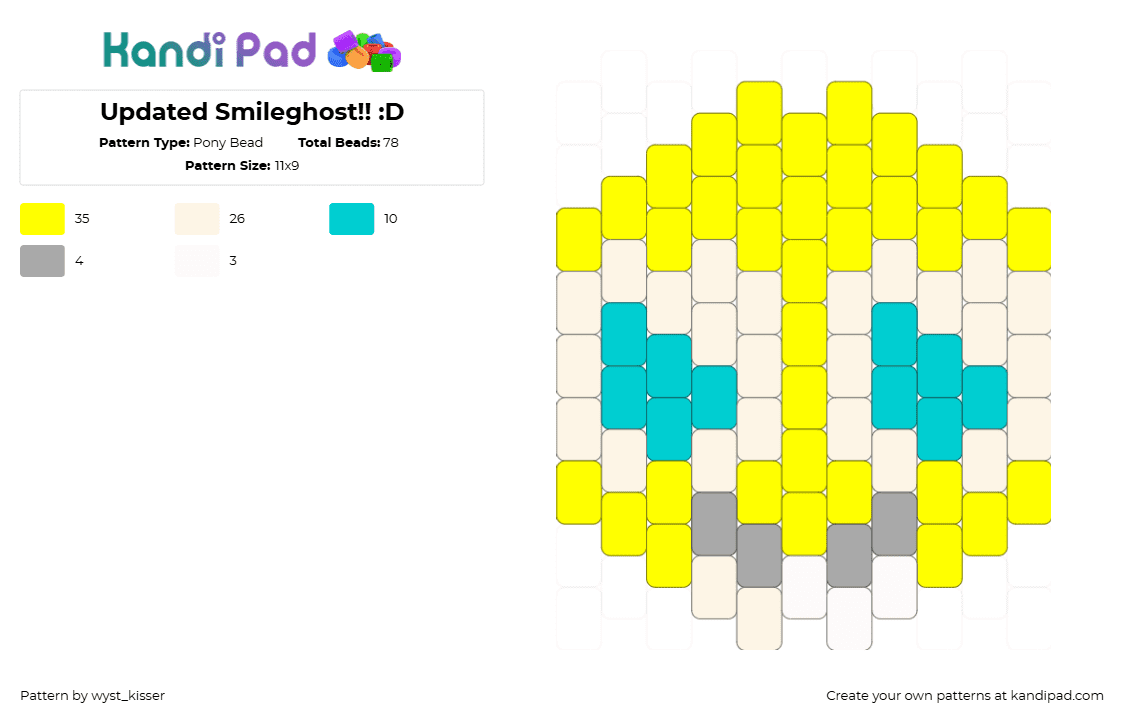 Updated Smileghost!! :D - Pony Bead Pattern by wyst_kisser on Kandi Pad - yellow