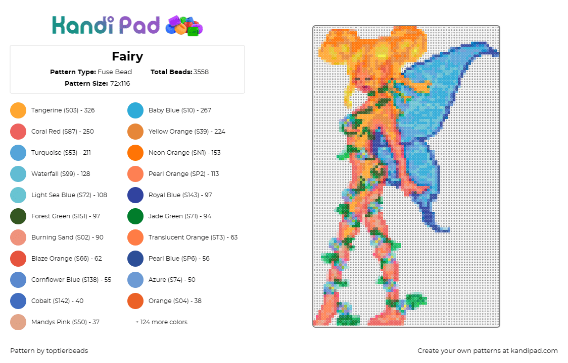 Fairy - Fuse Bead Pattern by toptierbeads on Kandi Pad - fairy,fantasy,magical,whimsical,enchantment,mythical,winged,creature,imagination