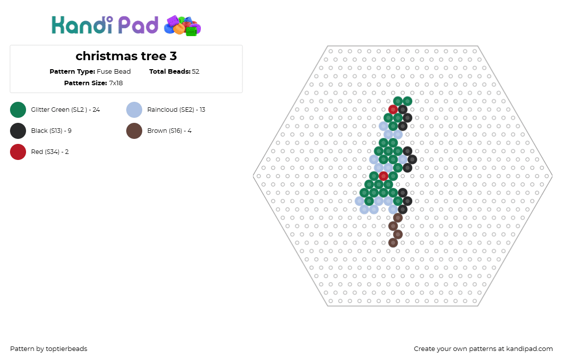 christmas tree 3 - Fuse Bead Pattern by toptierbeads on Kandi Pad - tree,christmas,pine,3d,green