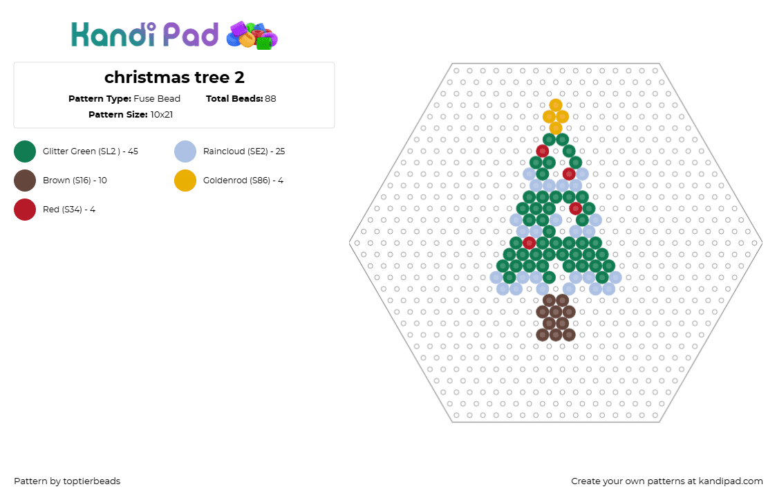 christmas tree 2 - Fuse Bead Pattern by toptierbeads on Kandi Pad - tree,christmas,pine,3d,green