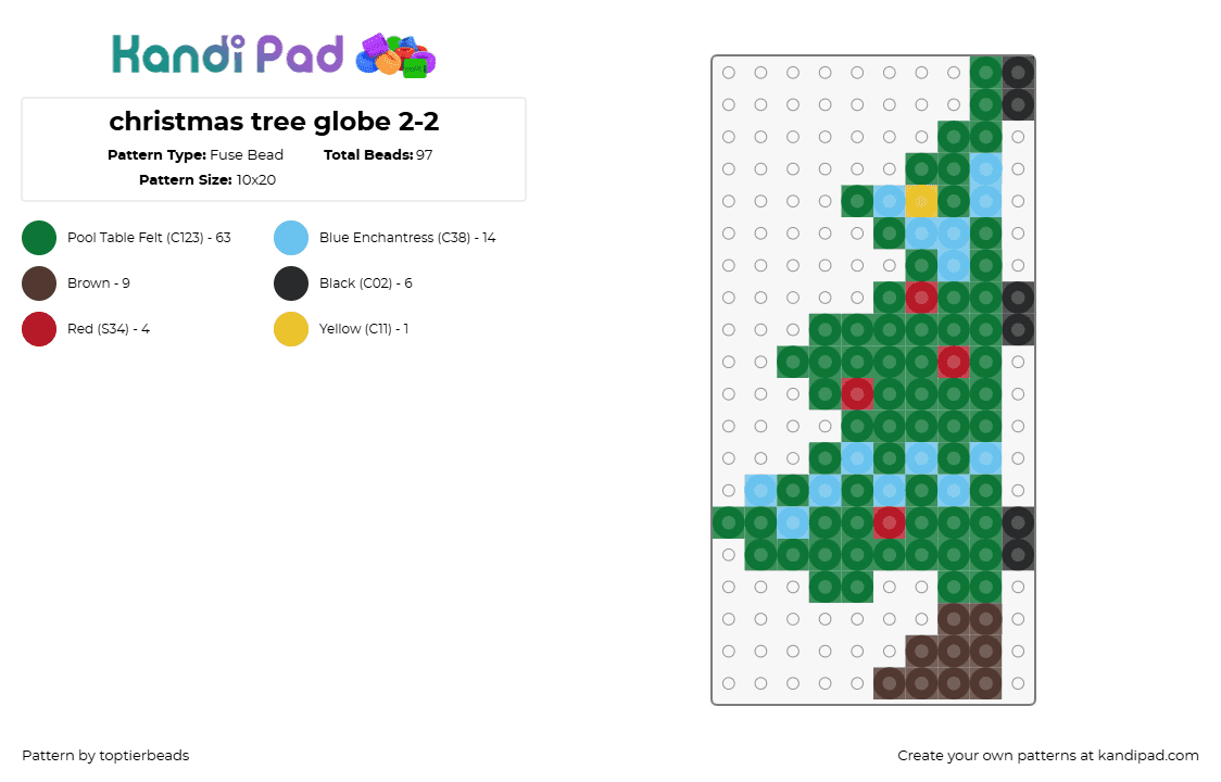 christmas tree globe 2-2 - Fuse Bead Pattern by toptierbeads on Kandi Pad - tree,christmas,pine,ornaments,3d,green