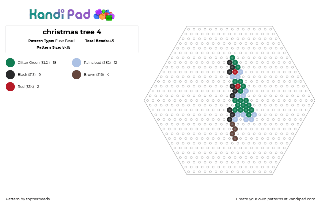 christmas tree 4 - Fuse Bead Pattern by toptierbeads on Kandi Pad - tree,christmas,pine,3d,green